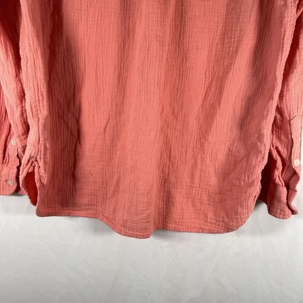 J Crew Blouse Women's Medium Pink Button Up Long Sleeve 100% Cotton Top